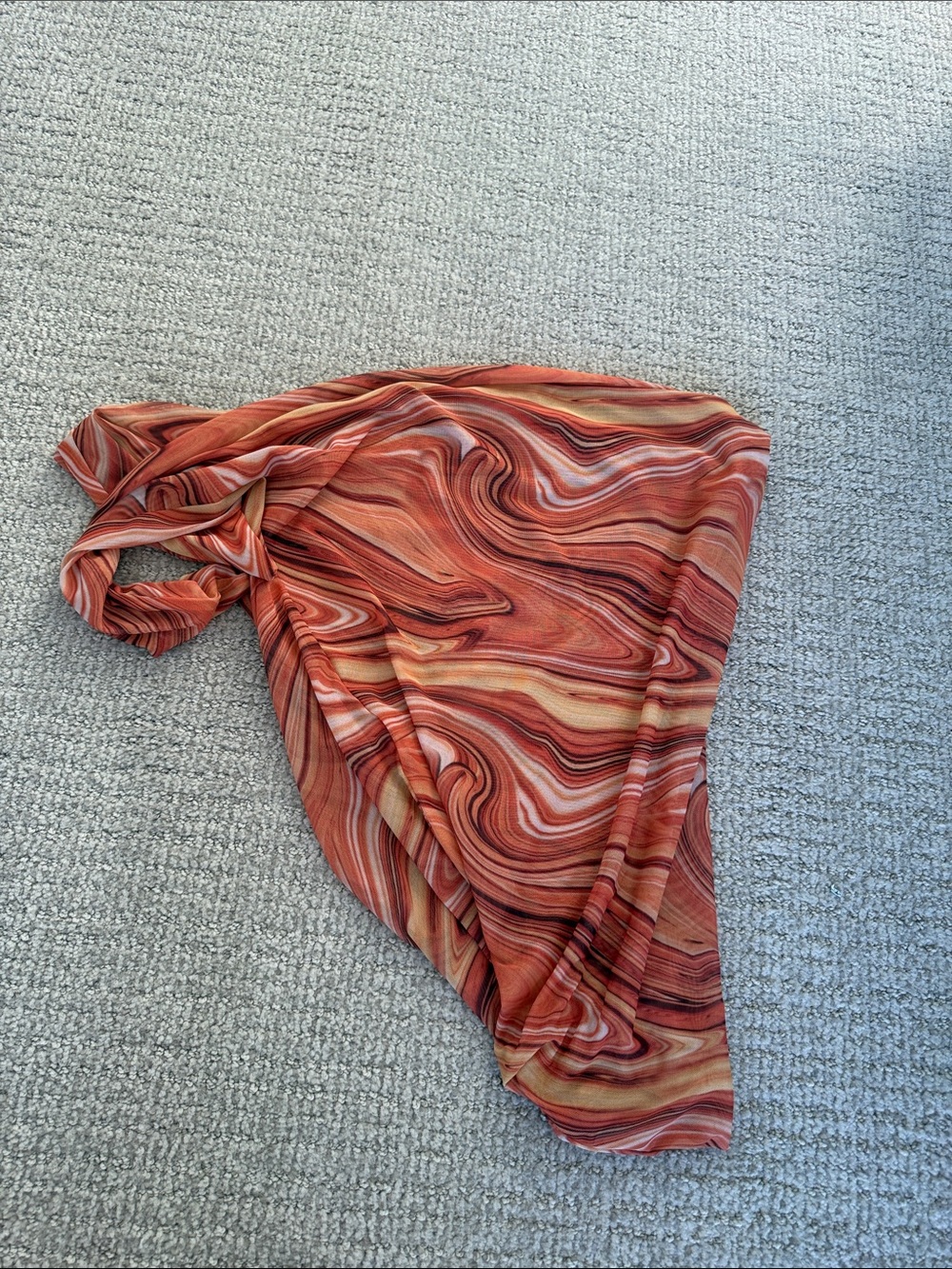 Oh Polly Swirl-Print Sarong in Rust Multi Size Small